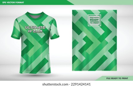 Green square pattren Pattern design, illustration, textile background for sports t-shirt, football jersey shirt mockup for football club. consistent front view