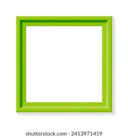 Green square picture frame isolated on white background