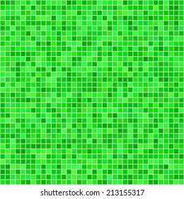 Green square pixel mosaic background - vector version