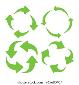 Green square recycle icons set. Eco cycle nature - vector