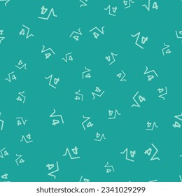 Green Square root of 4 glyph icon isolated seamless pattern on green background. Mathematical expression.  Vector