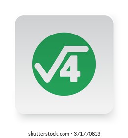 Green Square Root icon in circle on white app button