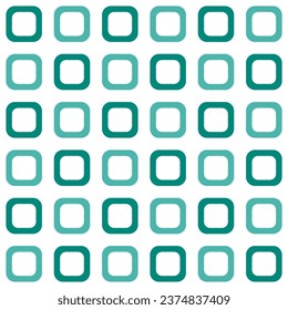 Green square rounded edge pattern. Square vector pattern. Seamless geometric pattern for clothing, wrapping paper, backdrop, background, gift card.