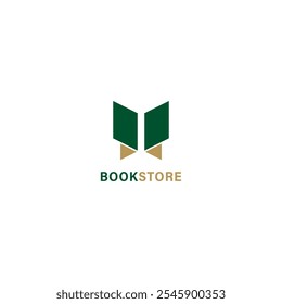 Green square shape for book store logo design vector