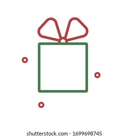 green square shape christmas gift box with big red bow