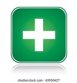 Green square sign approve action plus over white