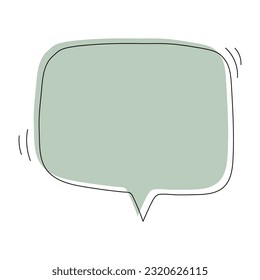 Green Square Speech Bubble. Hand Drawn Colorful Comics Illustration