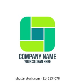 green square, team nature, and abstract company logo concept
