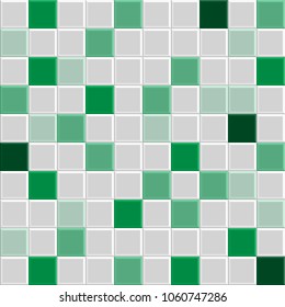 green square tile texture of wall and floor, tile interior of bathroom, pool, kitchen, vector