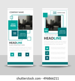 Green square Triangle Business Roll Up Banner flat design template ,Abstract Geometric banner template Vector illustration set,