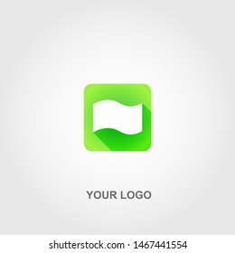 green square waving flag logo. gradation color template design vector