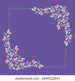 Green Square Wreath Border Frame Decorated With Green And Yellow Peach Floral