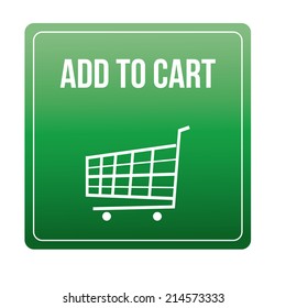 a green squared button with text and a shopping cart