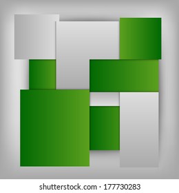 Green squares in the gray space - vector layout. Version without sample text.
