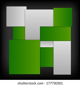 Green squares in the gray space - vector layout. Version without sample text.