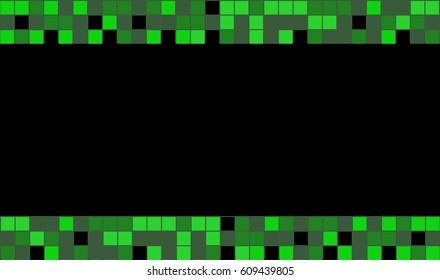 Green squares on black background for loyalty card. Vector template Layout.