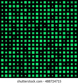 Green squares on a dark background. Vector illustration.