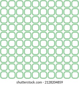 Green squares on white background. Rounded corner square pattern on white background.