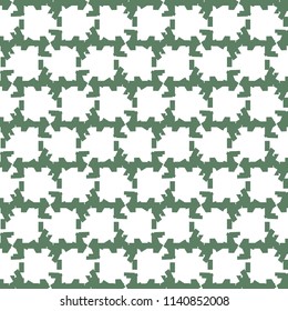Green squares pattern with a rough and fringed line. Mosaic. Decorative background. Vector illustration.