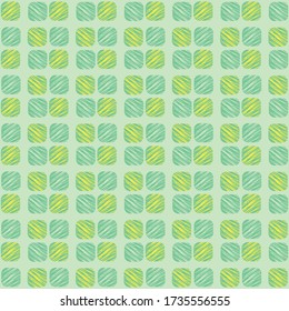 Green squares seamless vector abstract pattern. Simple surface print design in fresh colors. For fabircs, stationery, and packaging.