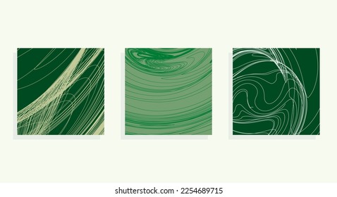 Green Square-shaped Backgrounds Featuring Wavy  Lines. Modern and dynamic look and can be used for a variety of design projects .