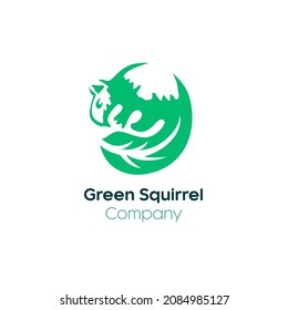  Ardilla verde con vectores de diseño con logotipo de animales de cola de hoja