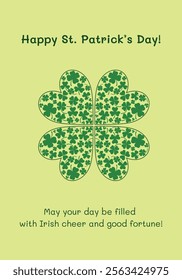 Green St. Patrick’s Day postcard design with traditional Irish elements