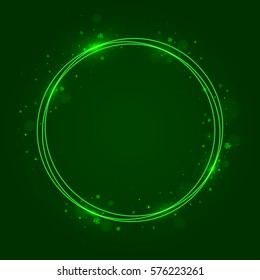 Green St. Patrick's Day banner with clover leafs. Vector illustration, eps 10.
