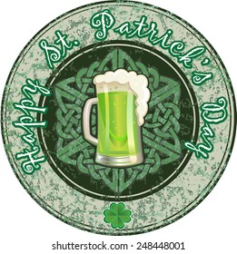 Green St. Patrick's Day beer with clover