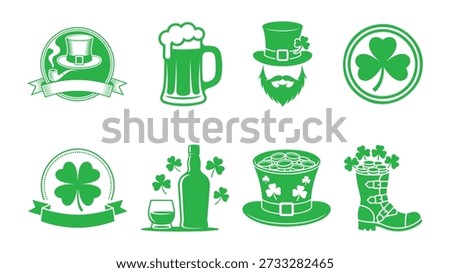 Green St Patricks Day Featuring Shamrocks Beer Hat and Boot