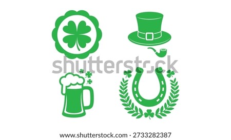 Green St Patricks Day Four Leaf Clover Beer Hat Horseshoe