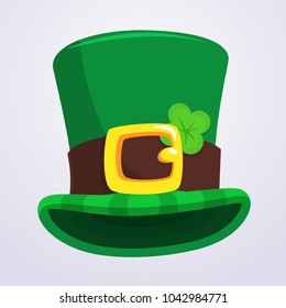 Green St. Patrick's Day hat with four-leaf clover isolated on white background