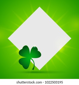 Green St. Patrick's day holiday banner with clovers. Shamrock.