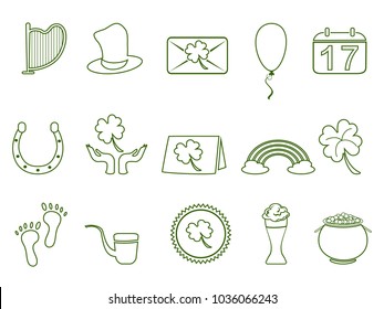 green st patrick's day outline icon set