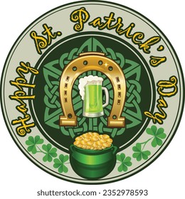 Green St. Patrick's Day Pot with gold and clover