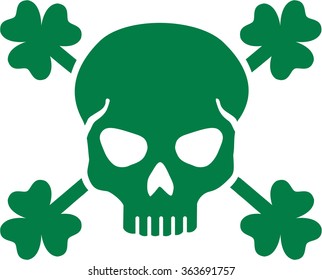 Green St. Patrick's Day skull with clovers