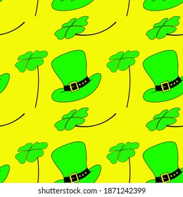 patrón sin fisuras del sombrero de san verde patrick.  Sombrero de Leprecaun interminable canto. Irish ilustrativo verde