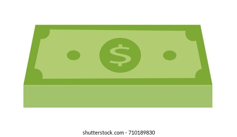 green stack of money icon. money icon in flat style. dollar icon. green dollar stack on white background.