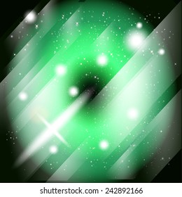 Green Stage with star. Vector illustration 