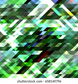 Green stained glass geometric pattern. Abstract vector background. Horizontally seamless. For banner, poster, card, web design