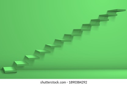 green staircase and light in the green room