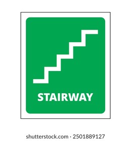 A green stairway banner on a white background