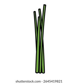 Green stalks display vertically on white backdrop closeup minimal