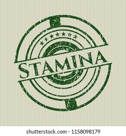 Green Stamina rubber stamp with grunge texture
