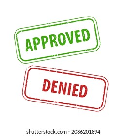 Green Stamp Approved And Red Stamp Denied. Vector Symbol