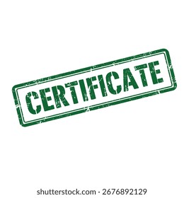 El sello verde muestra el texto del certificado claramente sobre un fondo liso