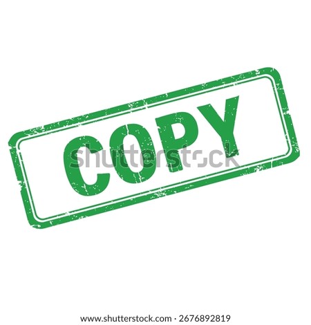green stamp featuring bold copy text over clean white backdrop