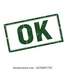 Sello verde con texto OK en negrita para la Aprobación
