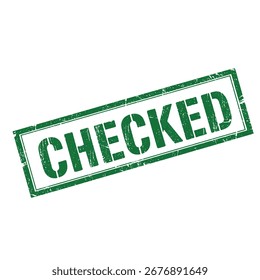 green stamp indicating verification status on plain backdrop