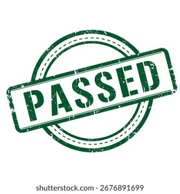 green stamp shows passed result on clean white backdrop